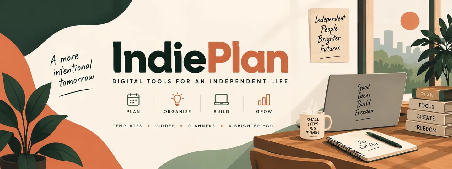 IndiePlan — digital tools for an independent life. Templates, guides and planners for a brighter you.